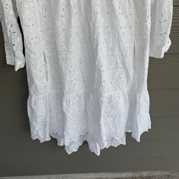 Zara open work embroidered eyelet white dress - Picture 4 of 7